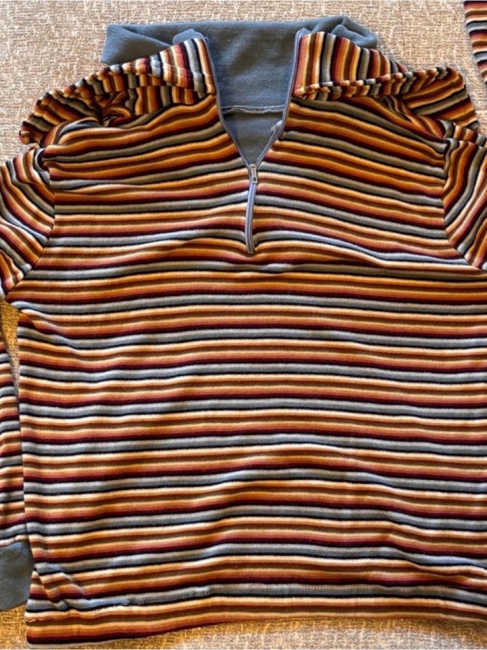 Striped Quarter-Zip Crop Top in Multicolor